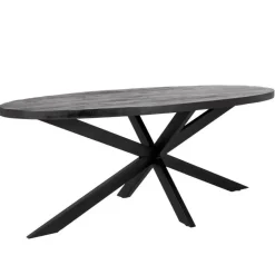 Houten Eettafels|Ovale Eettafels-Giga Meubel Eettafel Ovaal 220cm - Mangohout Zwart - Matrix-Poot - Mansour