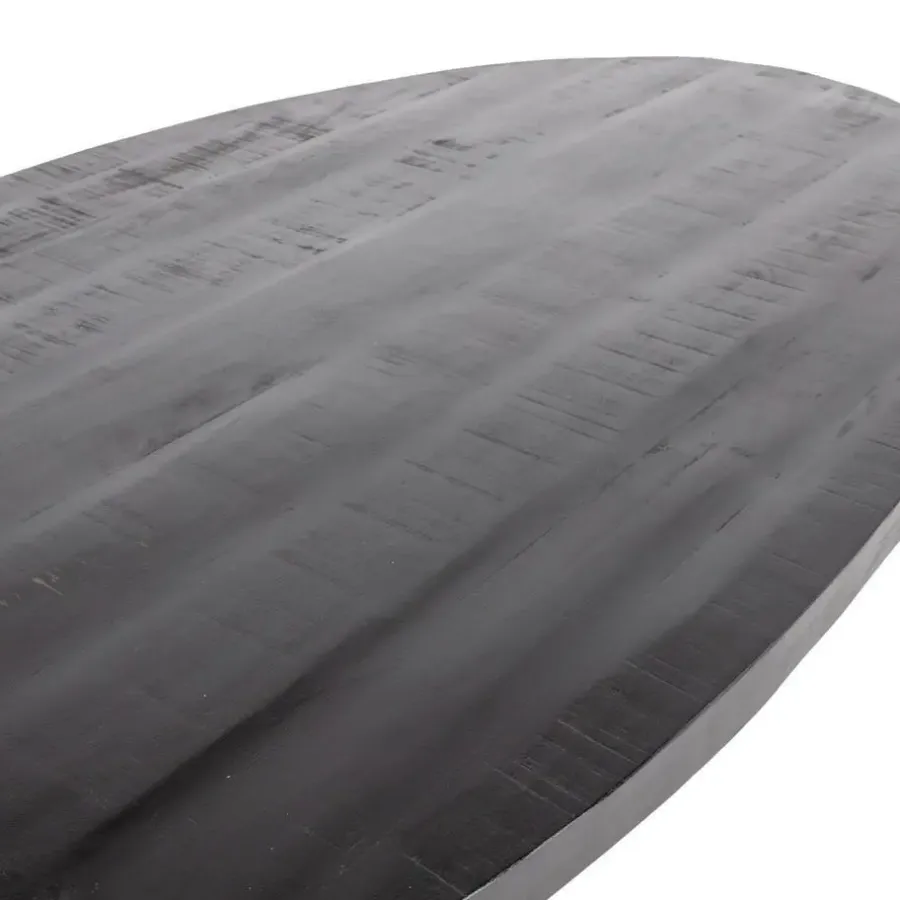 Houten Eettafels|Ovale Eettafels-Giga Meubel Eettafel Ovaal 180cm - Mangohout Zwart - Matrix-Poot - Mansour