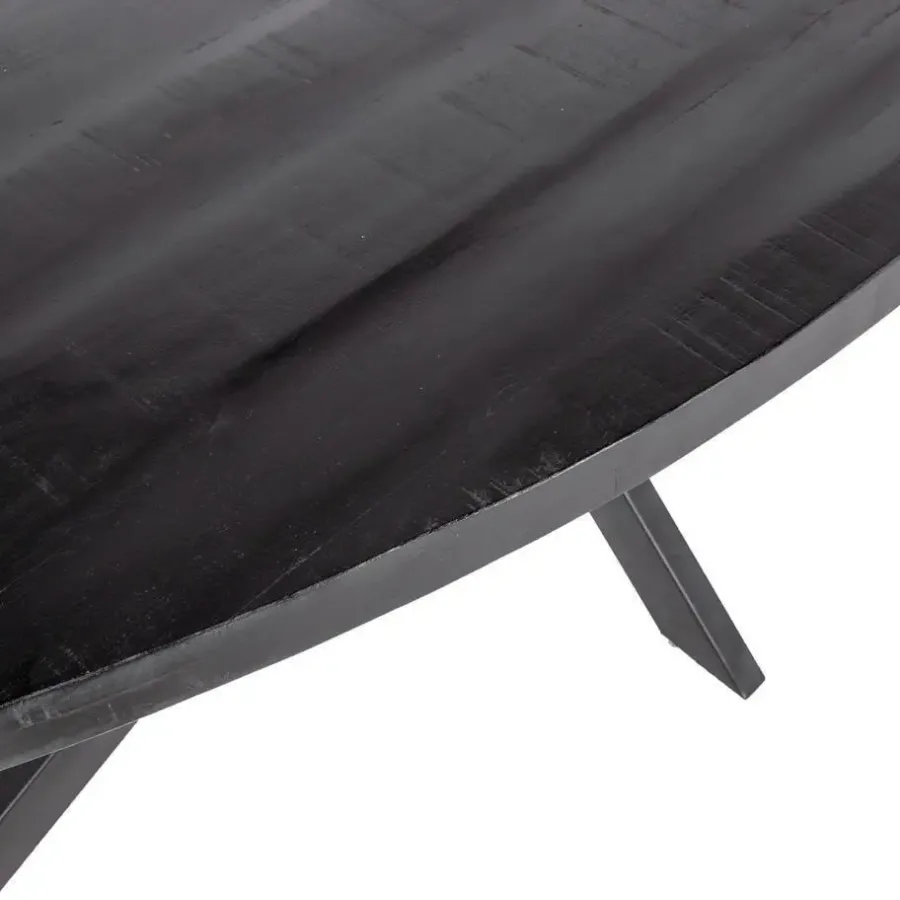 Houten Eettafels|Ovale Eettafels-Giga Meubel Eettafel Ovaal 180cm - Mangohout Zwart - Matrix-Poot - Mansour