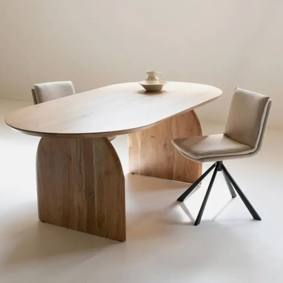 Giga Meubel Eettafel Ovaal 240cm - Naturel - Mangohout - Eettafel Daan