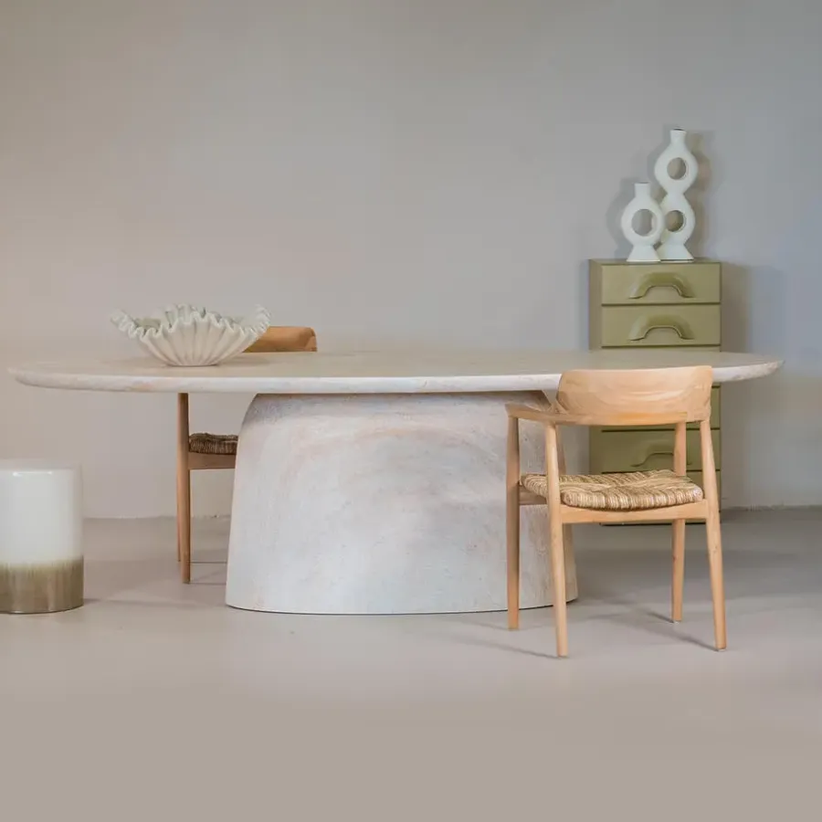 Ovale Eettafels-Giga Meubel Eettafel Ovaal 200cm - Naturel Betonlook - Myrna