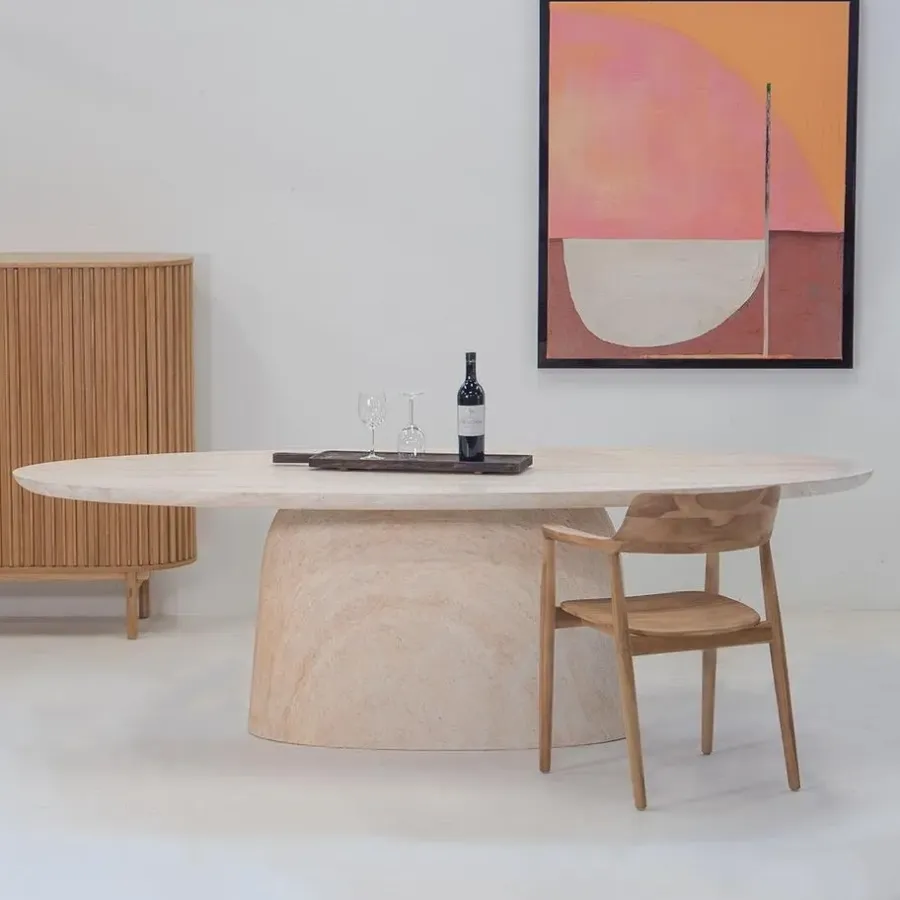 Giga Meubel Eettafel Ovaal 300cm - Naturel Betonlook - Myrna