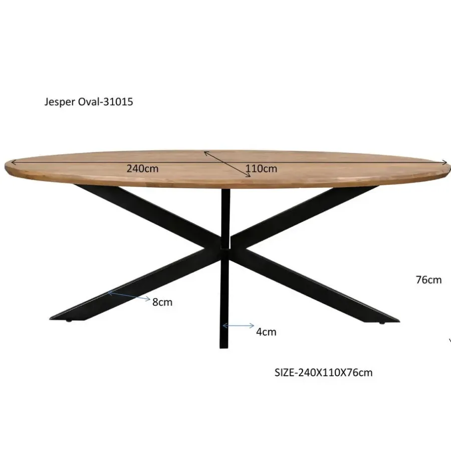 Livingfurn Eettafel Ovaal 240cm - Naturel Mangohout - Jesper