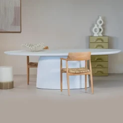 Giga Meubel Eettafel Ovaal 200cm - Wit Betonlook - Myrna