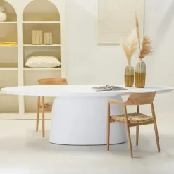Giga Meubel Eettafel Ovaal 200cm - Wit Betonlook - Myrna