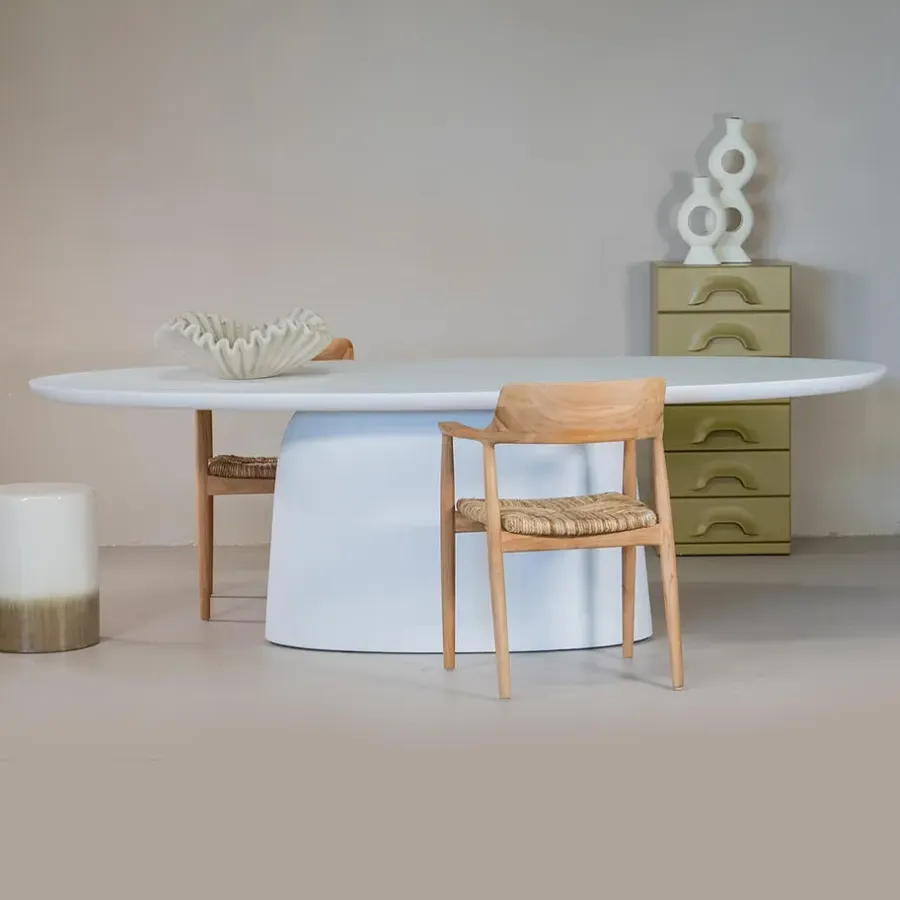 Giga Meubel Eettafel Ovaal 240cm - Wit Betonlook - Myrna