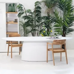 Giga Meubel Eettafel Ovaal 240cm - Wit Betonlook - Myrna