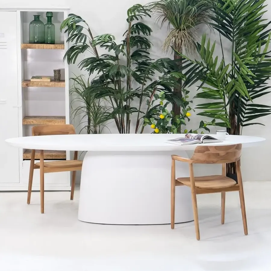 Giga Meubel Eettafel Ovaal 240cm - Wit Betonlook - Myrna