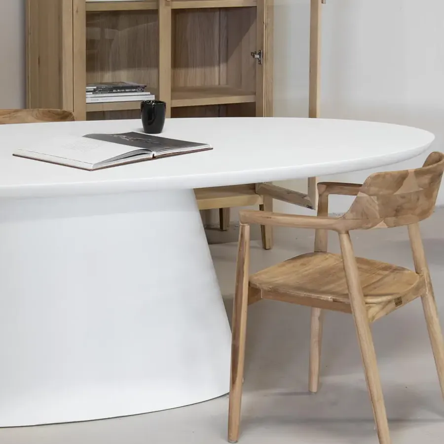 Ovale Eettafels-Giga Meubel Eettafel Ovaal 300cm - Wit Eco Composiet - Acryl Coating - Cleo