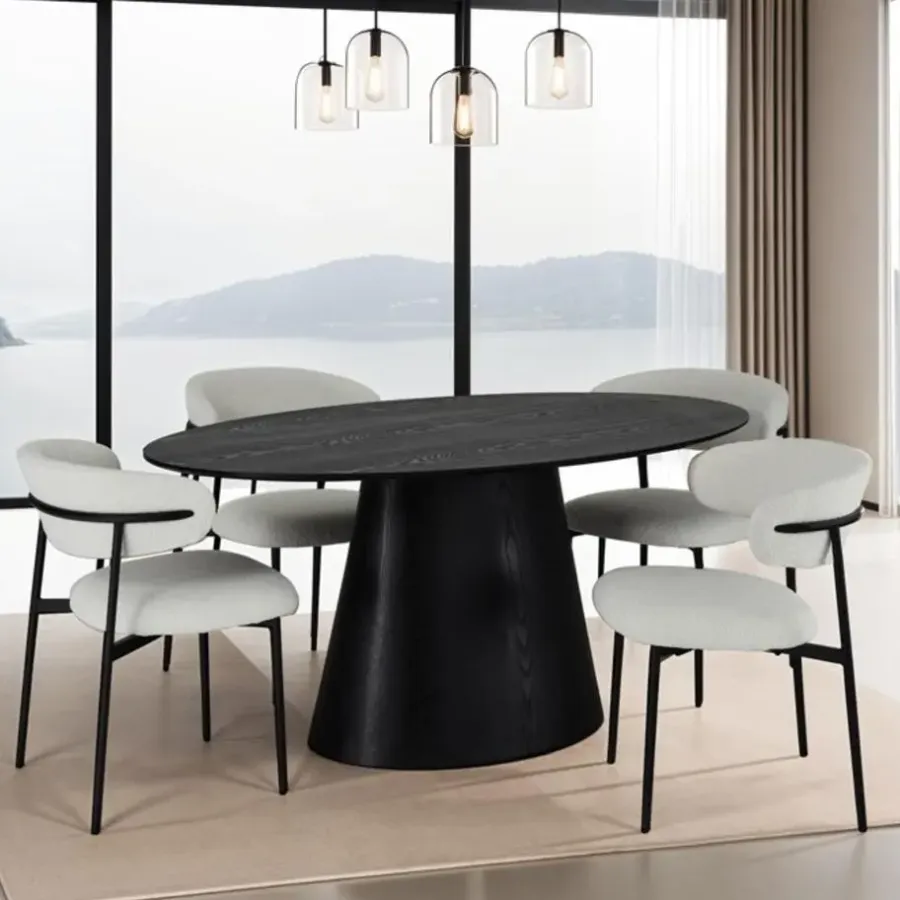 Giga Living Eettafel Ovaal 160cm - Zwart Eikenhout - 4-6 Personen - Tango