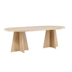 Ovale Eettafels-Fjôrd Eettafel Ovaal Naturel 220cm - Fineer - Scandinavisch - Tafel Bootcut