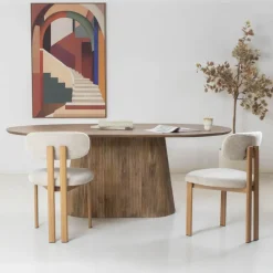 Ovale Eettafels-Giga Meubel Eettafel Ovaal Naturel Hout - 200x110x76cm - Salvador