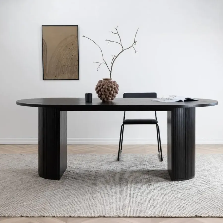 Fjôrd Eettafel Ovaal Zwart 200cm - Fineer - Scandinavisch