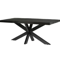 Rechthoekige Eettafels|Industriële Eettafels-Livingfurn Eettafel Rechthoek 200cm - Zwart Mangohout - 4-6 personen - Norris