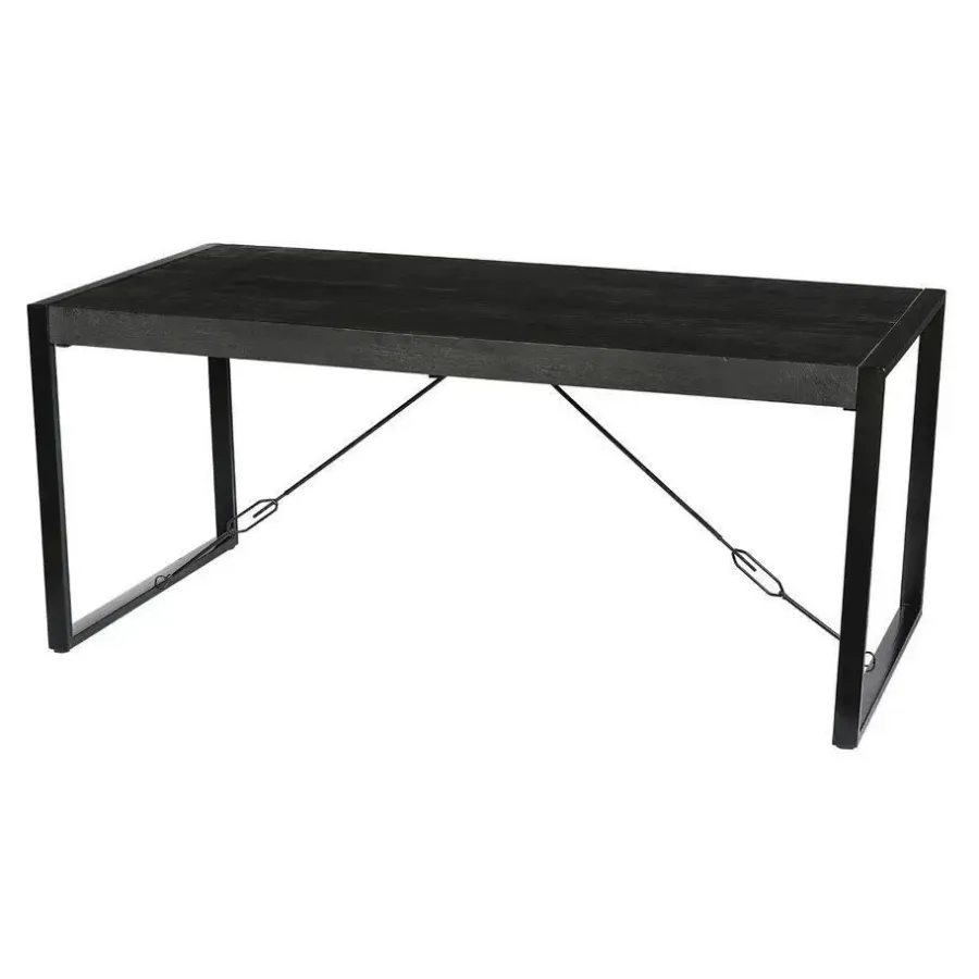 Livingfurn Eettafel Rechthoek 160cm - Zwart Mangohout - 2-4 personen - Norris