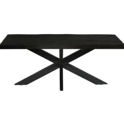 Rechthoekige Eettafels|Industriële Eettafels-Livingfurn Eettafel Rechthoek 180cm - Zwart Mangohout - 2-4 personen - Norris