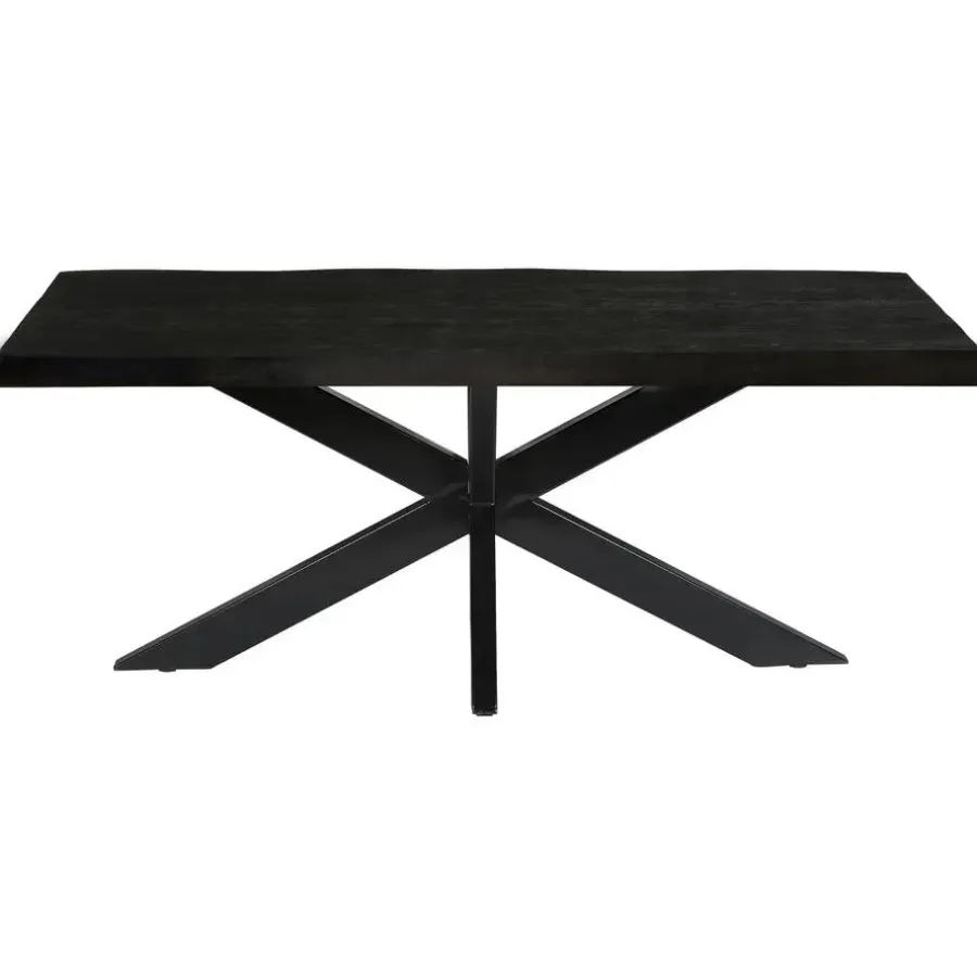 Rechthoekige Eettafels|Industriële Eettafels-Livingfurn Eettafel Rechthoek 180cm - Zwart Mangohout - 2-4 personen - Norris