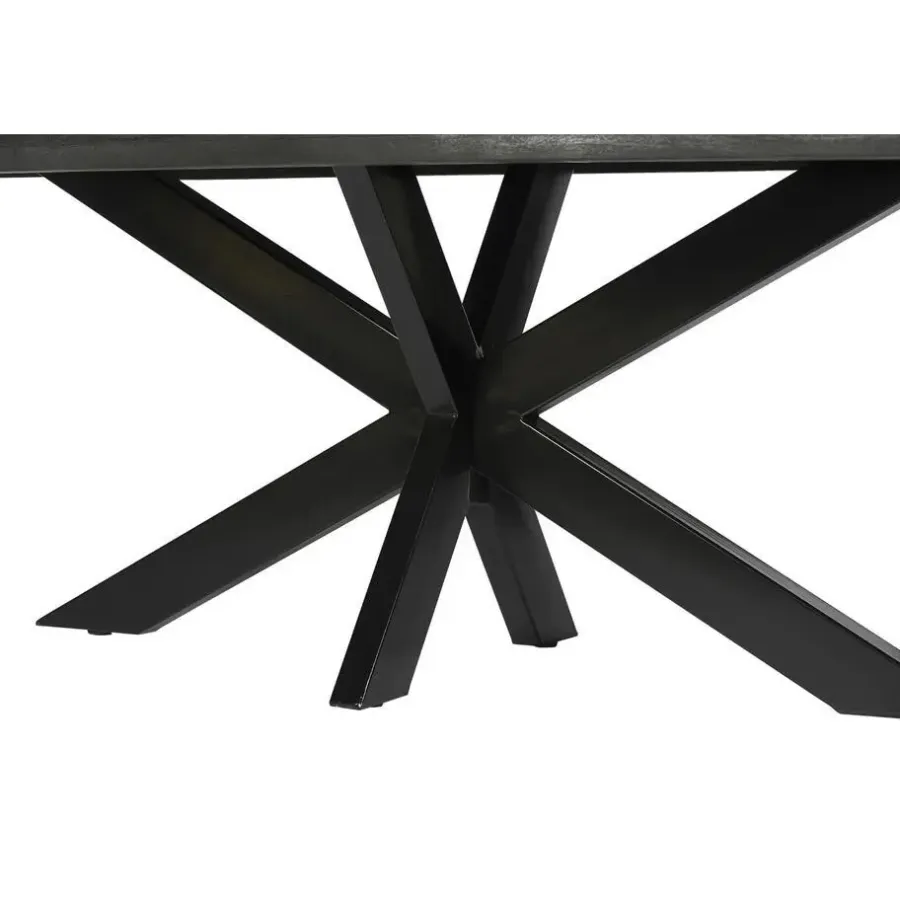 Rechthoekige Eettafels|Industriële Eettafels-Livingfurn Eettafel Rechthoek 180cm - Zwart Mangohout - 2-4 personen - Norris
