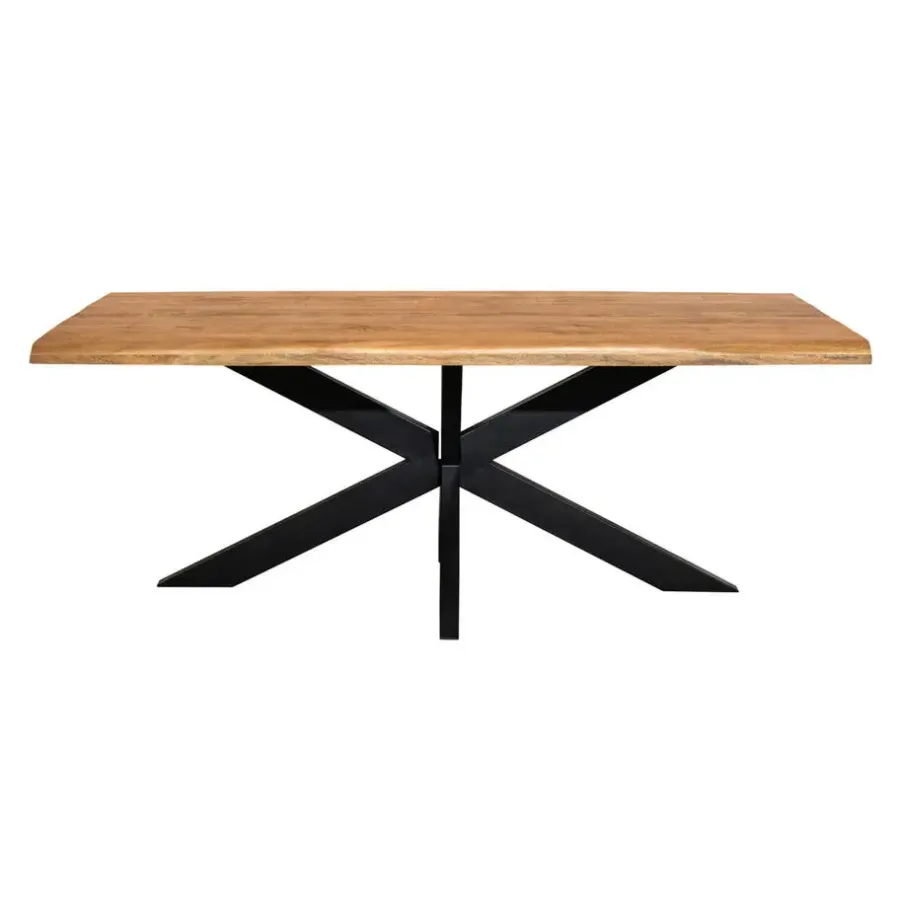 Industriële Eettafels-StarFurn Eettafel Rechthoek Naturel Hout - 240x100x76cm - Denver
