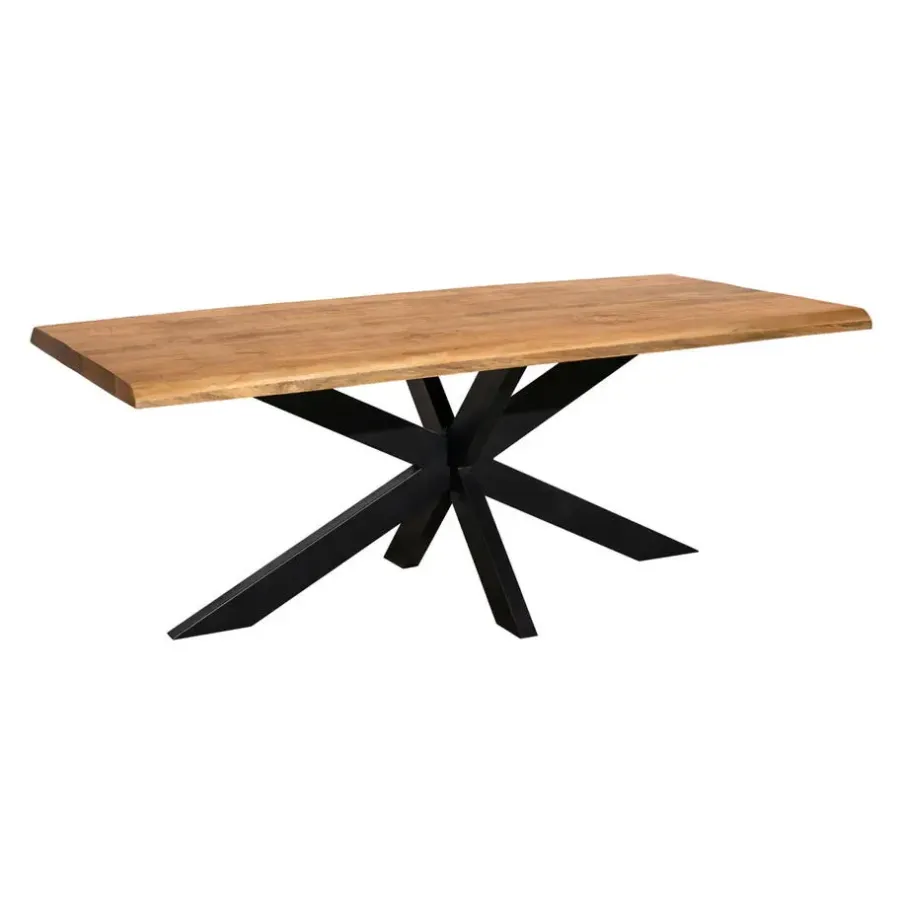 Rechthoekige Eettafels|Industriële Eettafels-StarFurn Eettafel Rechthoek Naturel Hout - 220x100x76cm - Denver