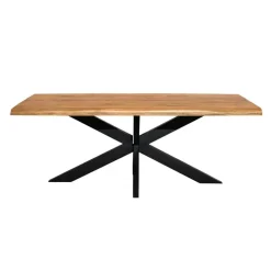 Rechthoekige Eettafels|Industriële Eettafels-StarFurn Eettafel Rechthoek Naturel Hout - 220x100x76cm - Denver
