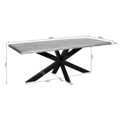 Rechthoekige Eettafels|Industriële Eettafels-StarFurn Eettafel Rechthoek Naturel Hout - 220x100x76cm - Denver