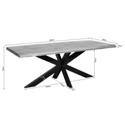 Rechthoekige Eettafels|Industriële Eettafels-StarFurn Eettafel Rechthoek Naturel Hout - 160x90x76cm - Denver