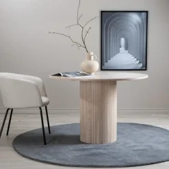 Ronde Eettafels-Fjôrd Eettafel Rond Beige 110cm - Fineer - Scandinavisch