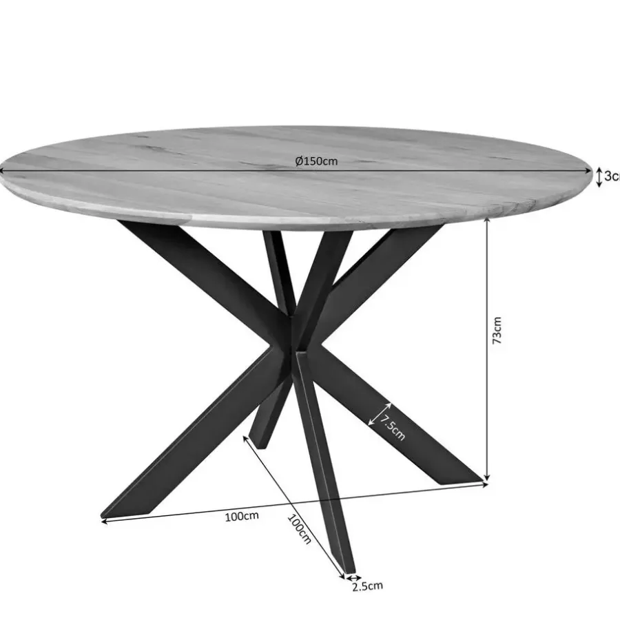 Houten Eettafels|Ronde Eettafels-StarFurn Eettafel Rond Bruin Hout - 150x150x76cm - Ferris
