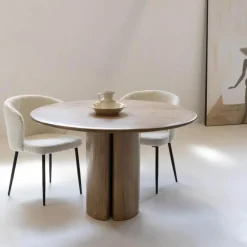 Giga Meubel Eettafel Rond Ø120cm - Acaciahout - Naturel - Eettafel Tijn