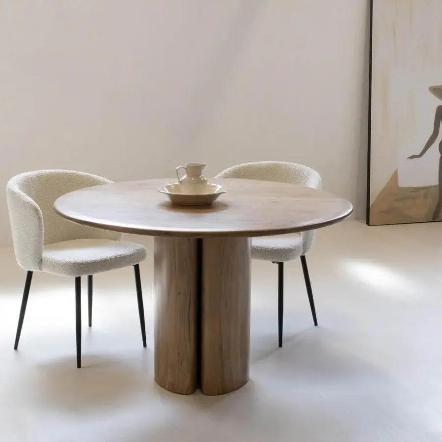Giga Meubel Eettafel Rond Ø120cm - Acaciahout - Naturel - Eettafel Tijn