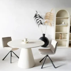 Giga Meubel Eettafel Rond 120cm - Beige - Betonlook - Eettafel Sep