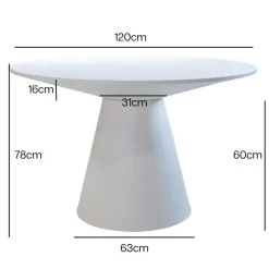 Giga Meubel Eettafel Rond 120cm - Beige - Betonlook - Eettafel Sep