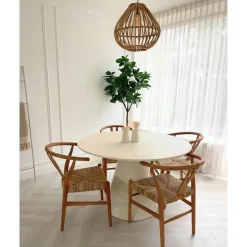 Giga Meubel Eettafel Rond 120cm - Beige - Betonlook - Eettafel Sep