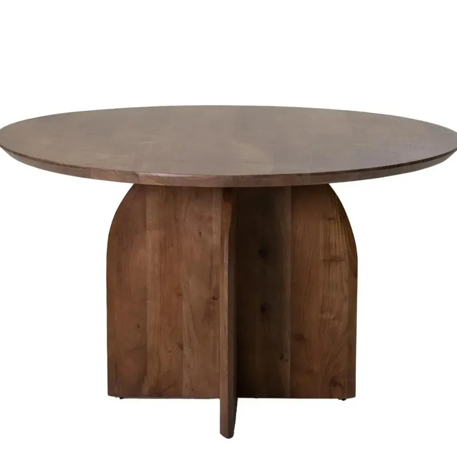 Ronde Eettafels-Giga Meubel Eettafel Rond Ø130cm - Bruin Acaciahout - Danae