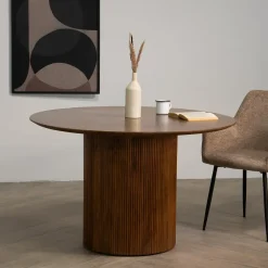 Giga Meubel Eettafel Rond Ø120cm - Bruin Mangohout - Jaime