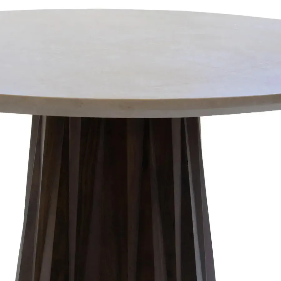 Giga Meubel Eettafel Rond Ø150cm - Donkerbruin Marmer/Mangohout - Faiza