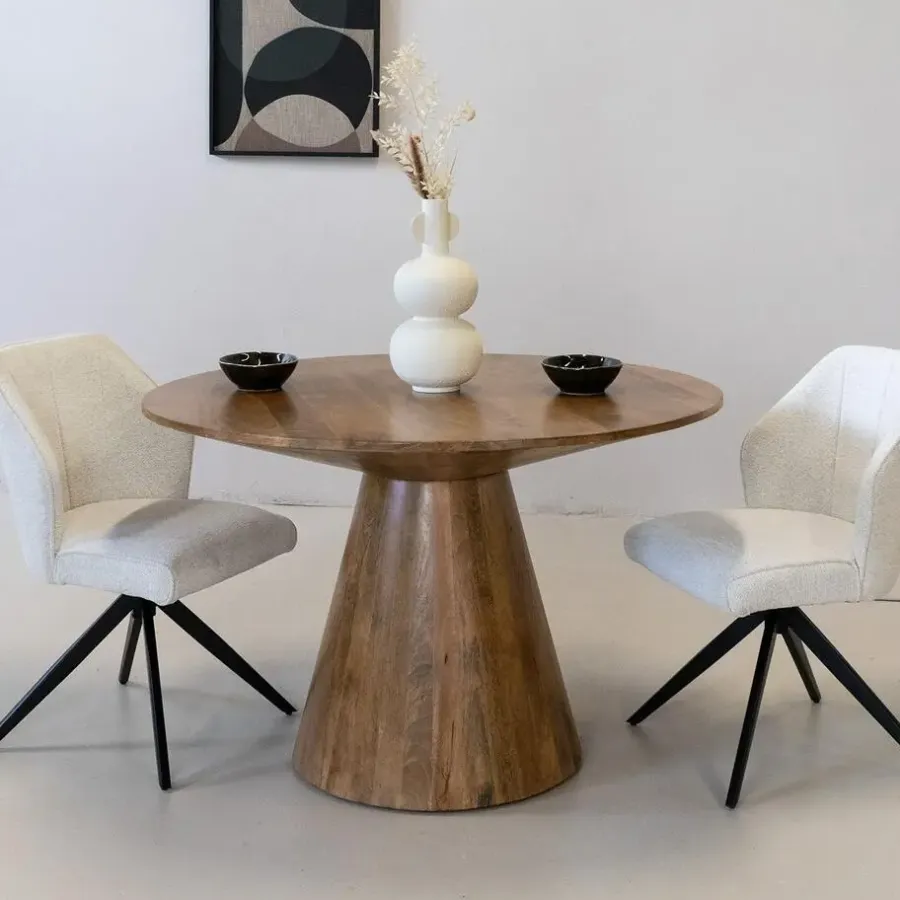Giga Meubel Eettafel Rond 120cm - Naturel Mangohout - 2-4 Personen - Sep