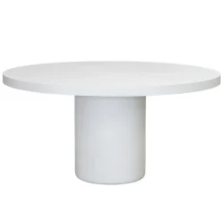 Giga Meubel Eettafel Rond 120cm - Wit Eco Composiet - Betonlook - Eden