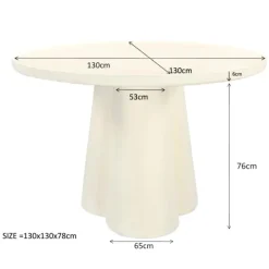 Industriële Eettafels|Ronde Eettafels-Livingfurn Eettafel Rond Ø130cm - Zand Beton - 2-4 Personen - Sandy