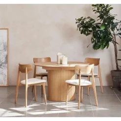 Giga Living Eettafel Rond Naturel - Uitschuifbaar - Ø120-167cm - Nola