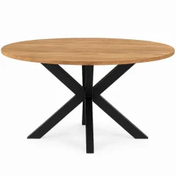 Industriële Eettafels-StarFurn Eettafel Rond Naturel Hout - 140x140x77cm - Arlington