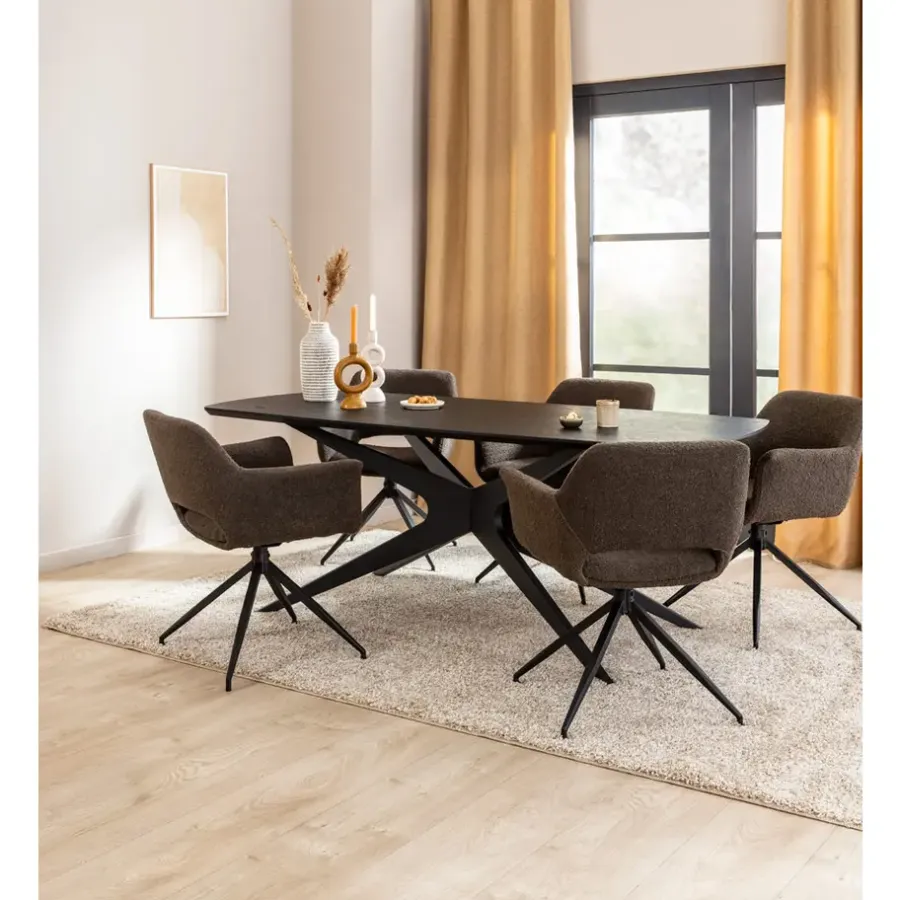 Rechthoekige Eettafels-Leen Bakker Eettafel Suzanne - zwart - 220x100 cm