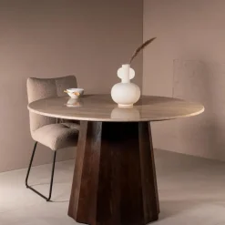 Ronde Eettafels-Giga Meubel Eettafel Travertin Ø150cm - Japandi Stijl - Tafel Lucio