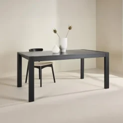 Fjôrd Eettafel Uitschuifbaar - Zwart Eikenhout - 170x95x75cm - Slider