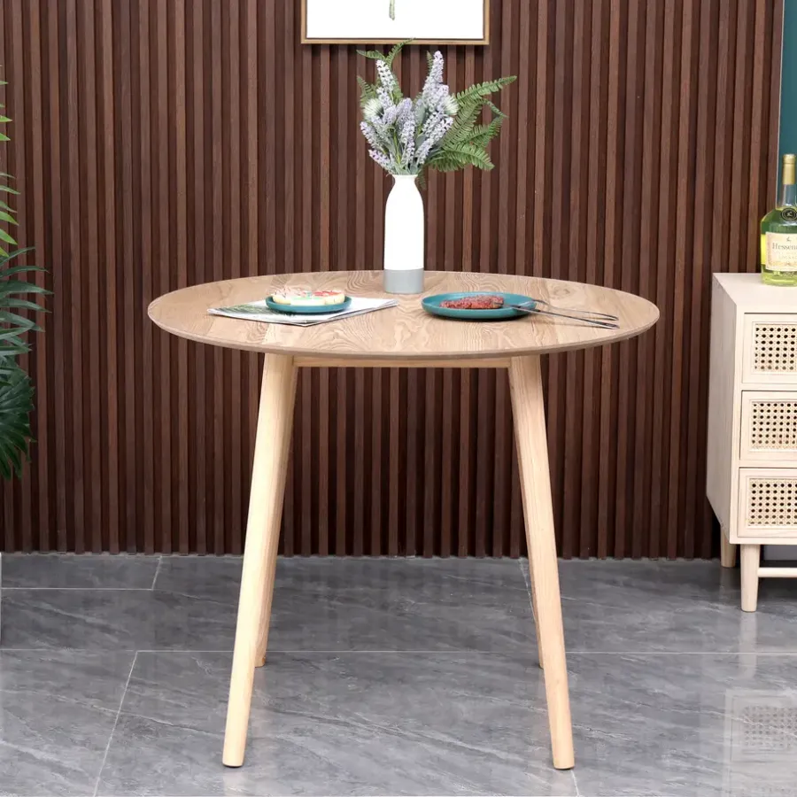 Houten Eettafels|Ronde Eettafels-Nordlys Eettafel voor 4 personen van massief grenen D90
