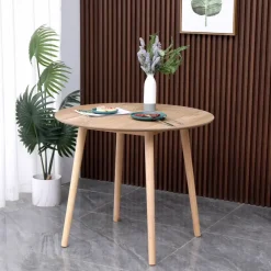 Houten Eettafels|Ronde Eettafels-Nordlys Eettafel voor 4 personen van massief grenen D90