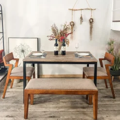 Rechthoekige Eettafels-Nordlys Eettafel voor 4 personen van metaal en grijs hout L120