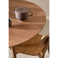 Ronde Eettafels-Giga Living Eettafel Walnoot Rond - 105x105x76cm - Levi