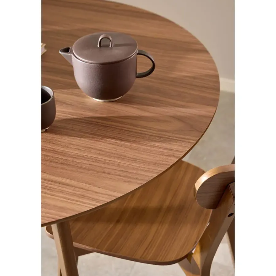 Ronde Eettafels-Giga Living Eettafel Walnoot Rond - 105x105x76cm - Levi
